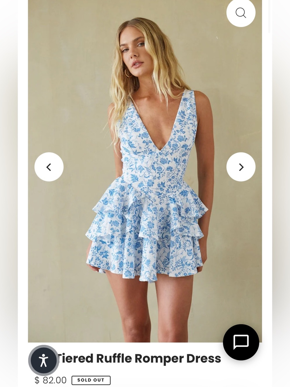 American Threads Blue and White Floral Ruffled Mini Dress